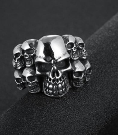 Bague Large Skull N Steel