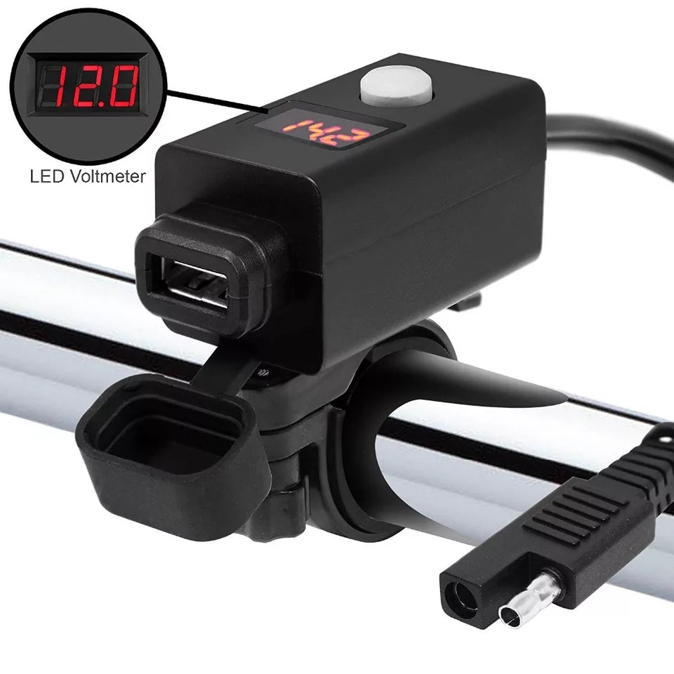Kit chargeur USB + voltmetre pour guidon - SAE