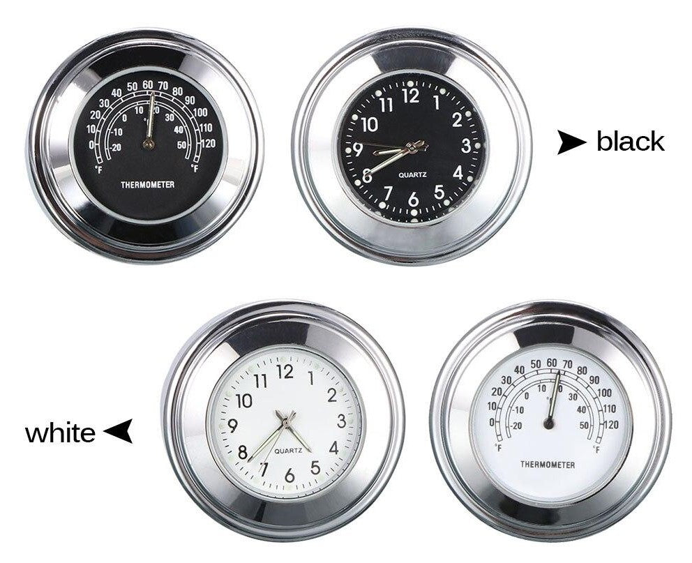 Shkalacar Horloge et thermomètre de Guidon de Moto Thermomètre à