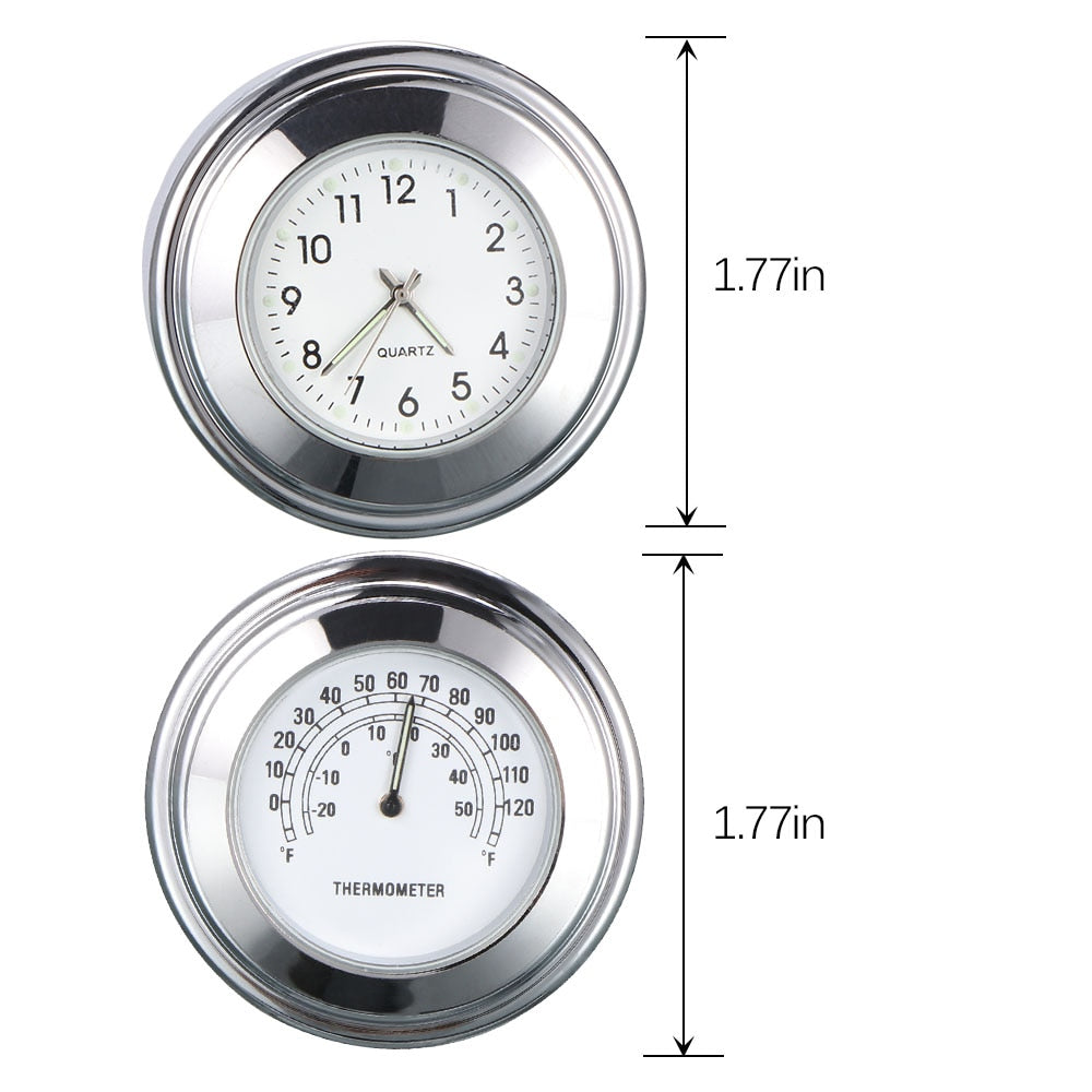 Shkalacar Horloge et thermomètre de Guidon de Moto Thermomètre à
