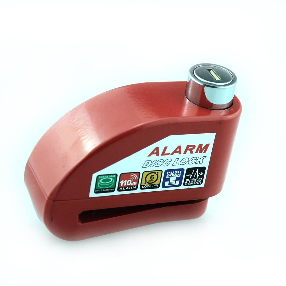Bloc disque moto avec alarme 110 décibel prise en photo couleur rouge