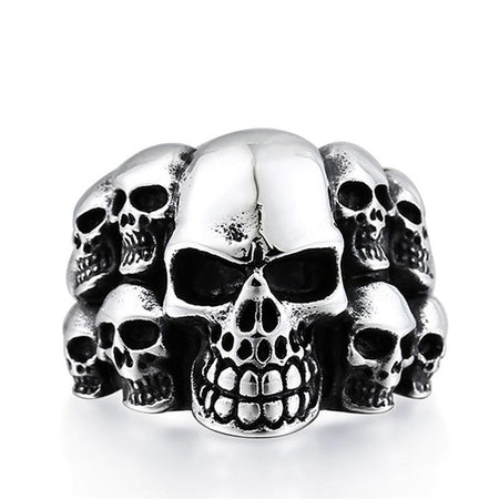 Bague Large Skull N Steel